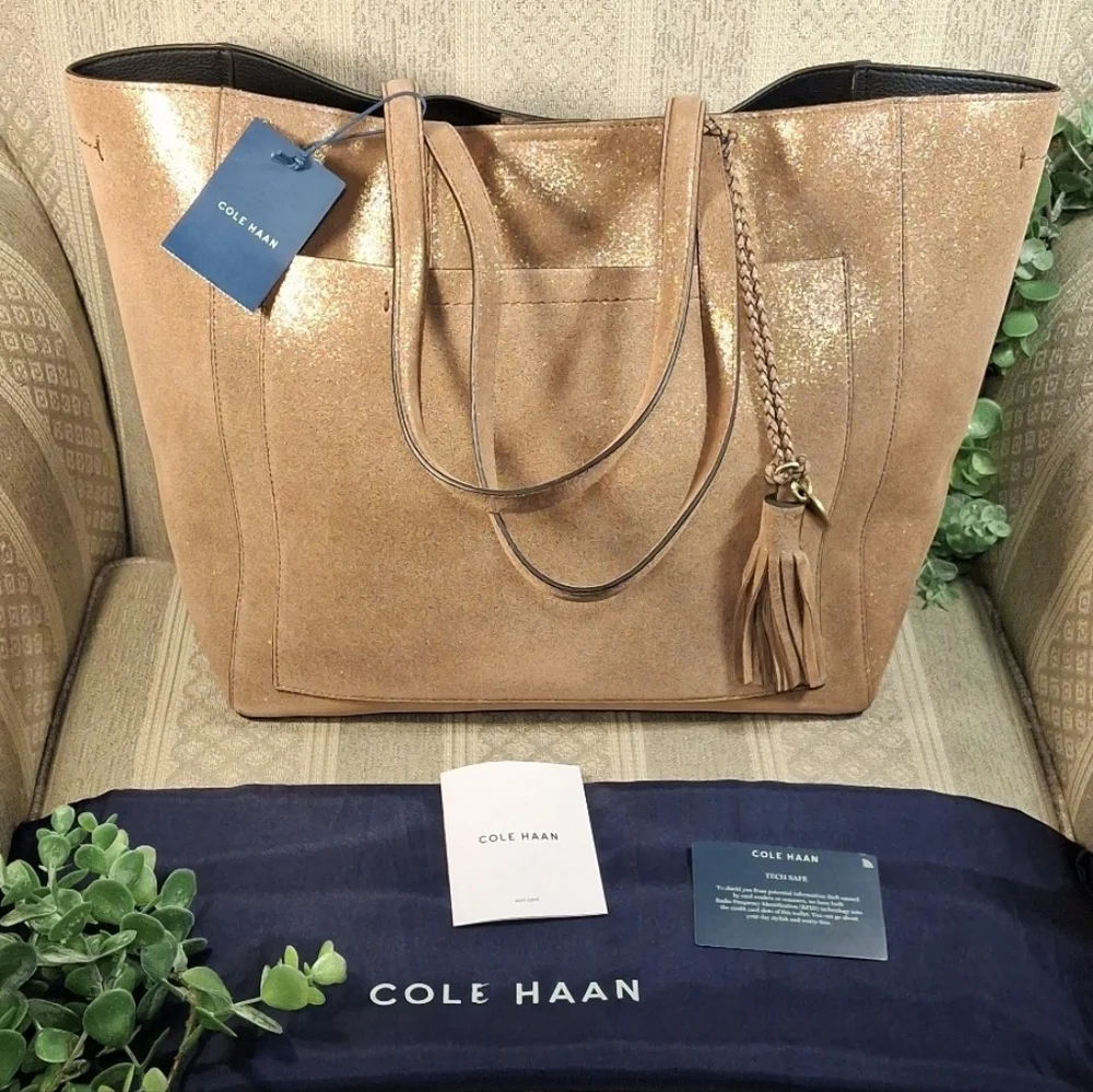 NWT Cole Haan Natalie Large Bronze Metallic Tote